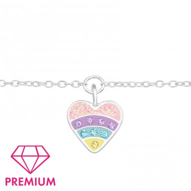 Crystal Rainbow Heart - Premium* - 925 Sterling Silver Bracelets For Kids A4S43725