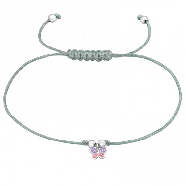 Butterfly with crystal adjustable - Nylon Cord + 925 Sterling Silver Bracelets For Kids A4S46262