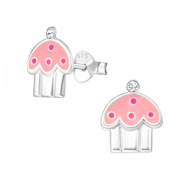 Cupcakes - 925er Silber Ohrstecker mit Emaillefarben A4S13428