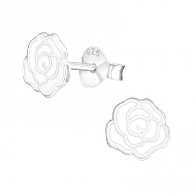 Silberne Rose - 925er Silber Ohrstecker mit Emaillefarben A4S17352