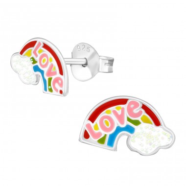 Rainbow - 925 Sterling Silver Ear studs with enamel colors A4S19919