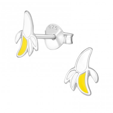 Banana - 925 Sterling Silver Ear studs with enamel colors A4S21954