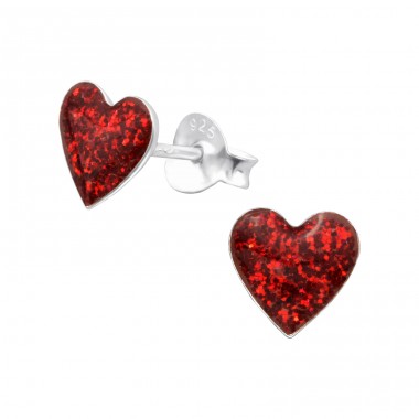 Heart - 925 Sterling Silver Ear studs with enamel colors A4S24649