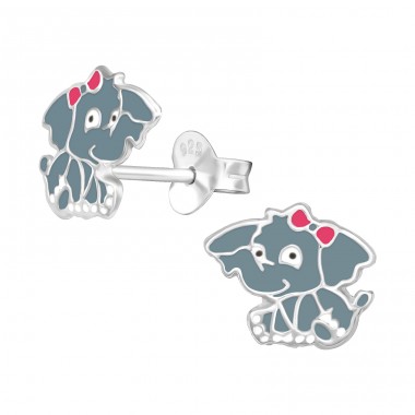 Elephant - 925 Sterling Silver Ear studs with enamel colors A4S26490