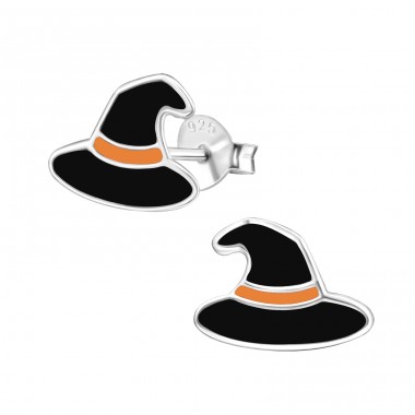 Hat - 925 Sterling Silver Ear studs with enamel colors A4S26508