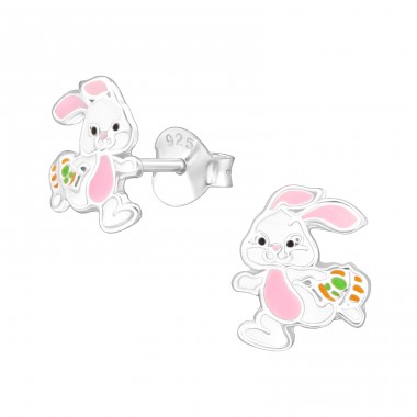 Easter Bunny - 925 Sterling Silver Ear studs with enamel colors A4S28242