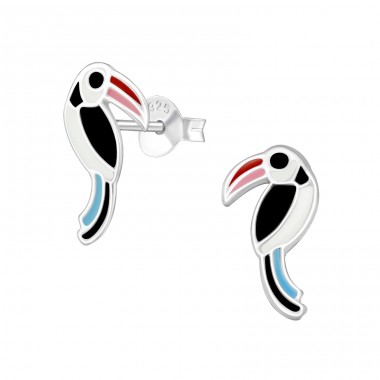 Bird - 925 Sterling Silver Ear studs with enamel colors A4S31972