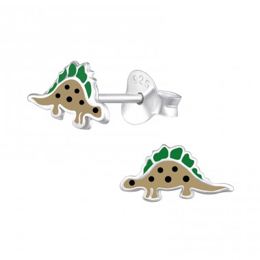 Dinosaur - 925 Sterling Silver Ear studs with enamel colors A4S31980