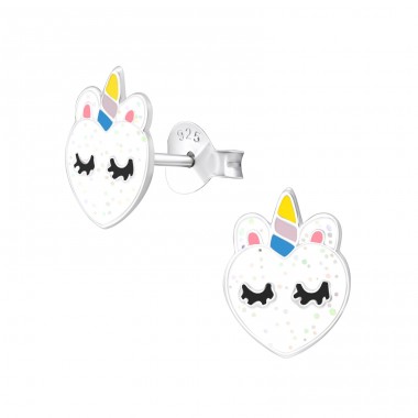 Unicorn - 925 Sterling Silver Colorful Earrings For Kids A4S37872