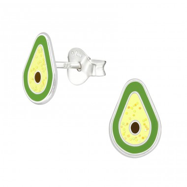 Avocado - 925er Silber Ohrstecker mit Emaillefarben A4S38762