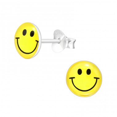 Fröhlicher Smiley - Schmuck Silber 925 Bunte Ohrstecker A4S40297