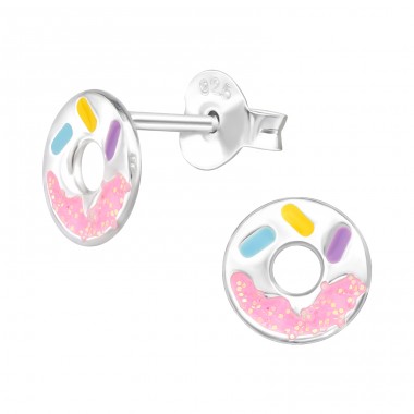 Donut - 925 Sterling Silver Ear studs with enamel colors A4S43145