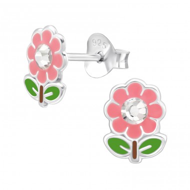 Eine Blume - 925er Silber Ohrstecker mit Emaillefarben A4S44565