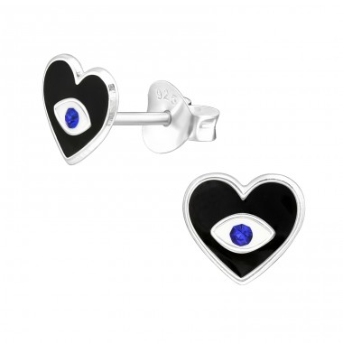 Heart - 925 Sterling Silver Ear studs with enamel colors A4S44722