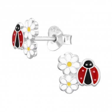 Ladybug - 925 Sterling Silver Ear studs with enamel colors A4S44905