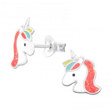 Glitzer Einhorn - Schmuck Silber 925 Farbige Ohrstecker A4S46232