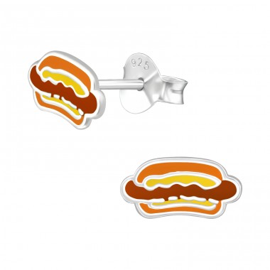 HotDog Ohrstecker für Kinder - 925Er Silber Ohrstecker Mit Emaillefarben A4S47107