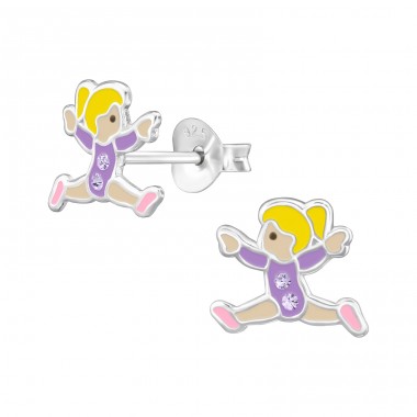 Ballet Dancer - 925 Sterling Silver Ear studs with enamel colors A4S47546