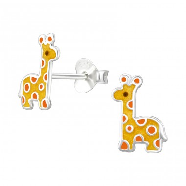 Giraffe farbig - 925Er Silber Ohrstecker Mit Emaillefarben A4S47828