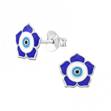 Flower with enamel colors - 925 Sterling Silver Ear Studs With Enamel Colors A4S48358