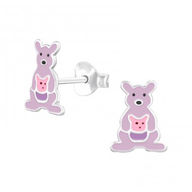 Kangaroo - 925 Sterling Silver Ear studs with enamel colors A4S48919