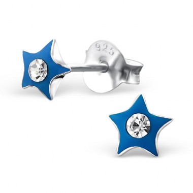 Star - 925 Sterling Silver Ear studs with stones A4S5421