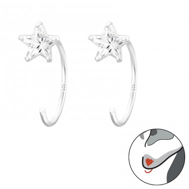 Zirconia Star - 925 Sterling Silver Earrings For Children A4S43458