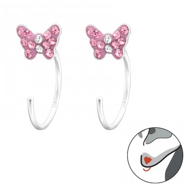 Pink Butterfly no lock - 925 Sterling Silver Earrings For Children A4S43460