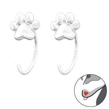 Paw Print - 925 Sterling Silver Earrings for Children A4S43467