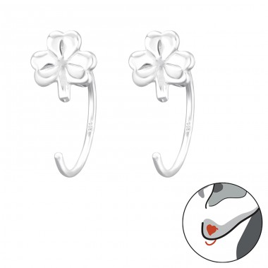 Three-Leaf Clover - 925 Sterling Silver Earrings for Children A4S43468