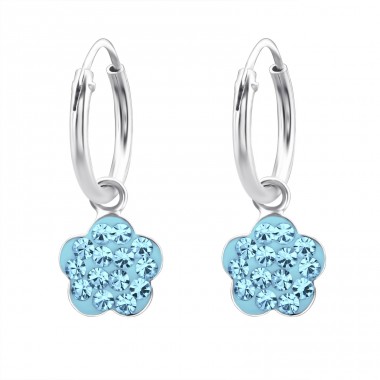 Flower - 925 Sterling Silver Children Hoops A4S10542