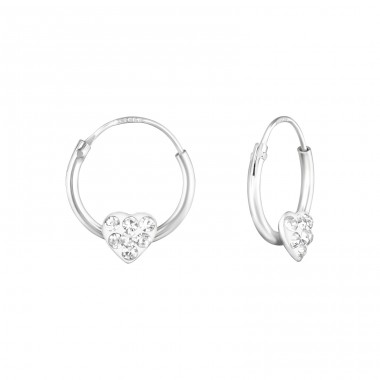 Heart - 925 Sterling Silver Children Hoops A4S21961