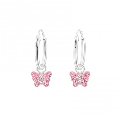 Butterfly - 925 Sterling Silver Children Hoops A4S22296