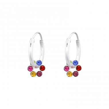 Flower - 925 Sterling Silver Children Hoops A4S23929