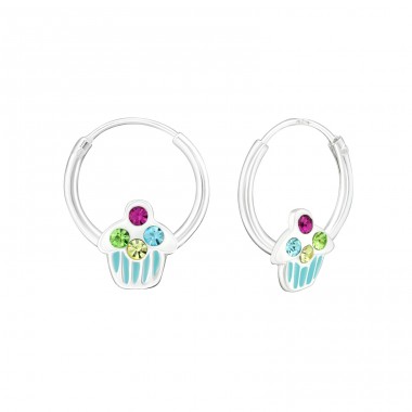 Cupcake - 925 Sterling Silver Children Hoops A4S25445