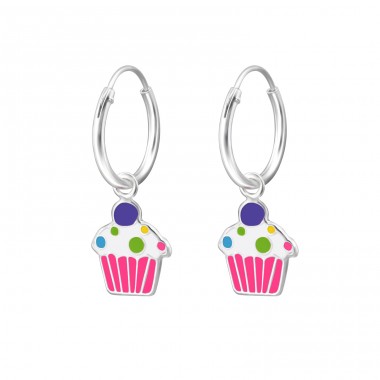 Cupcake - 925 Sterling Silver Children Hoops A4S27561