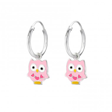 Owl - 925 Sterling Silver Children Hoops A4S28042