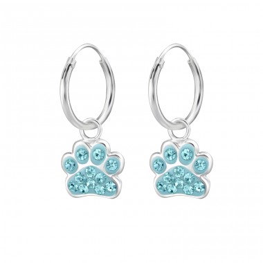 Paw Print - 925 Sterling Silver Children Hoops A4S28056