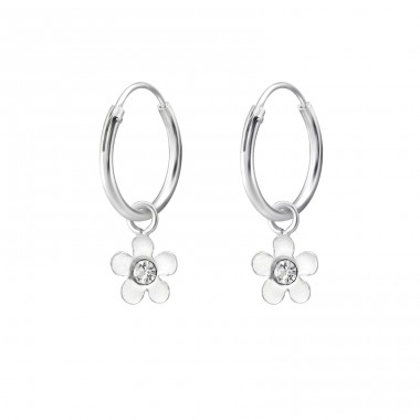 Flower - 925 Sterling Silver Children Hoops A4S28061