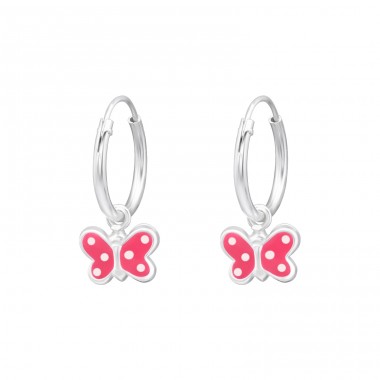 Butterfly - 925 Sterling Silver Children Hoops A4S28634