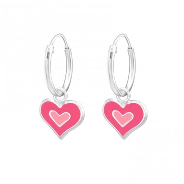 Heart - 925 Sterling Silver Children Hoops A4S28635