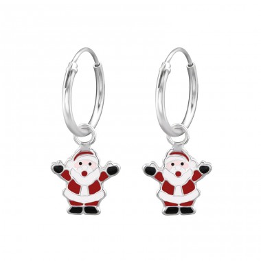 Santa Claus - 925 Sterling Silver Children Hoops A4S28638