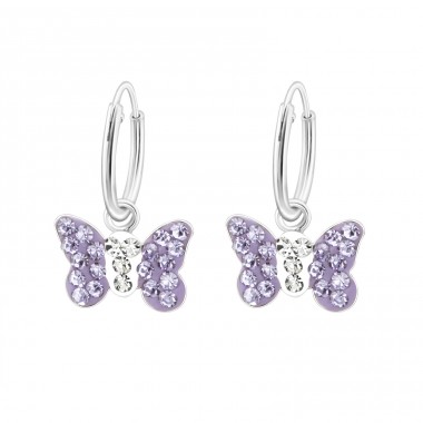 Butterfly - 925 Sterling Silver Children Hoops A4S2916