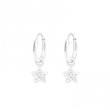 Star - 925 Sterling Silver Children Hoops A4S39882