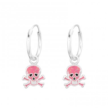 Hanging Skull - 925 Sterling Silver Children Hoops A4S41550