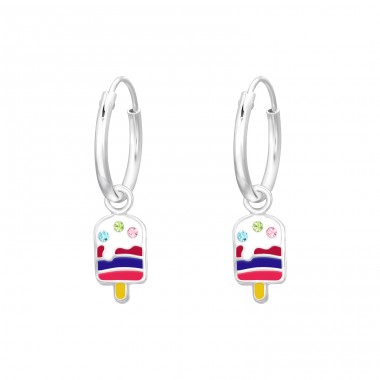 Hanging Ice Cream - 925 Sterling Silver Children Hoops A4S41553