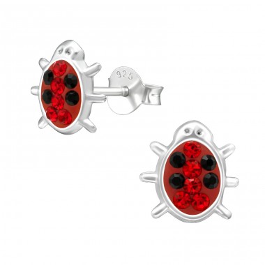 Red Bugs - 925 Sterling Silver Ear studs with stones A4S15575