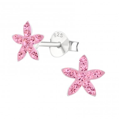 Star - 925 Sterling Silver Ear studs with stones A4S16331