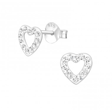 Heart - 925 Sterling Silver Ear studs with stones A4S16525