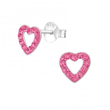 Heart - 925 Sterling Silver Ear studs with stones A4S16525